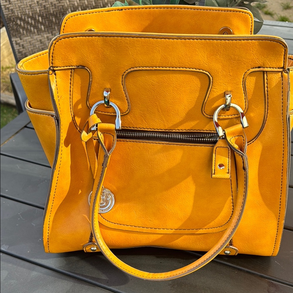 Yellow Leather Tote Bag